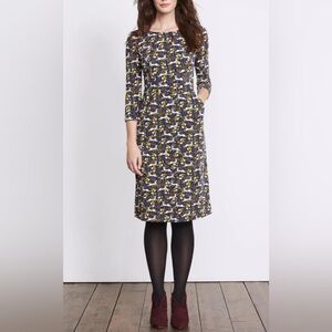 Boden Navy Floral Rabbit Woodland Dress 2R